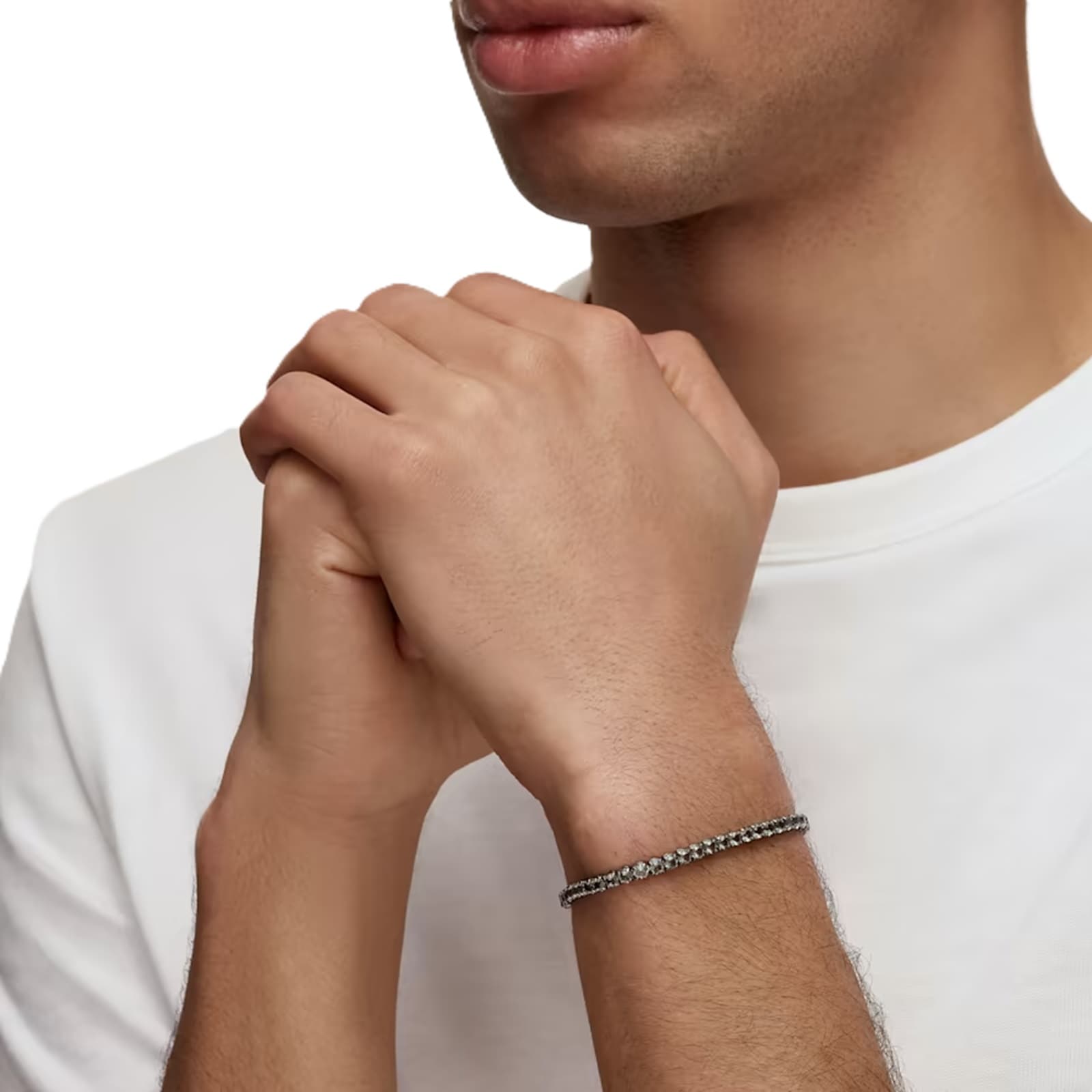 SWAROVSKI Rhodium Plated Tennis Deluxe Grey Crystal Bracelet