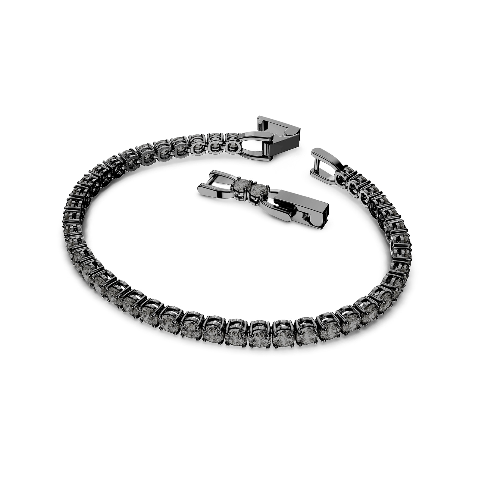SWAROVSKI Rhodium Plated Tennis Deluxe Grey Crystal Bracelet 5514655