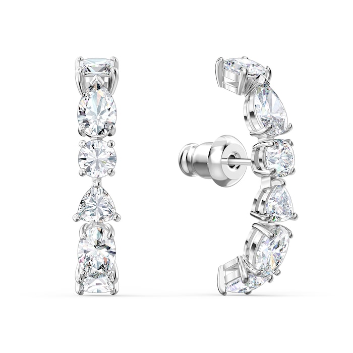 SWAROVSKI Rhodium Plated Tennis Deluxe Cubic Zirconia Cuff Earrings