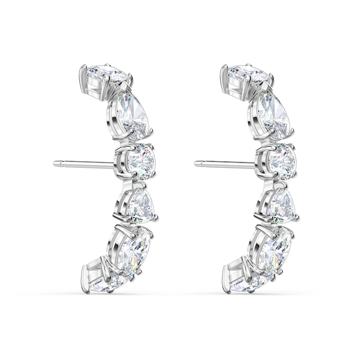 SWAROVSKI Rhodium Plated Tennis Deluxe Cubic Zirconia Cuff Earrings