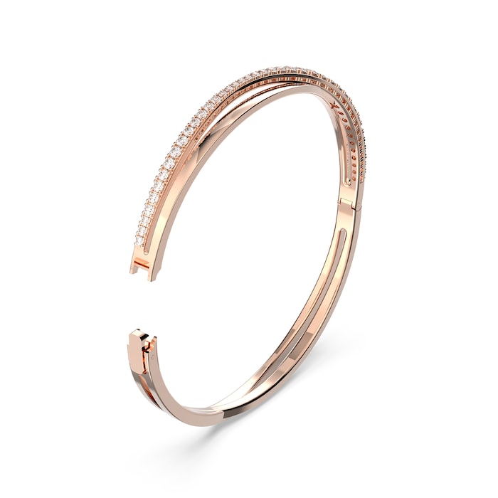 SWAROVSKI Rose Gold Coloured Twist Pave Cubic Zirconia Bangle