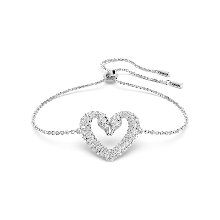 SWAROVSKI Rhodium Plated Una Pave Heart Crystal Bracelet