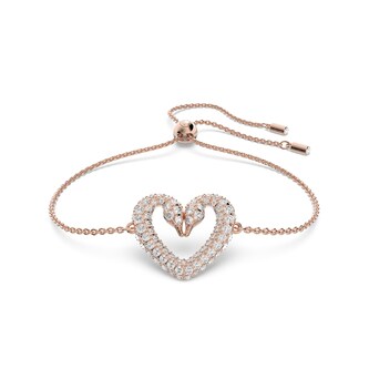 SWAROVSKI Rose Gold Coloured Una Pave Heart Crystal Bracelet