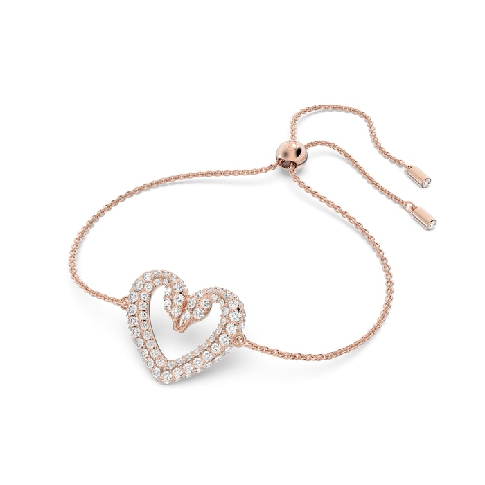 SWAROVSKI Rose Gold Coloured Una Pave Heart Crystal Bracelet