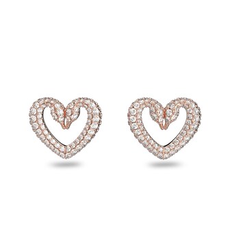 SWAROVSKI Rose Gold Coloured Una Pave Heart Crystal Earrings
