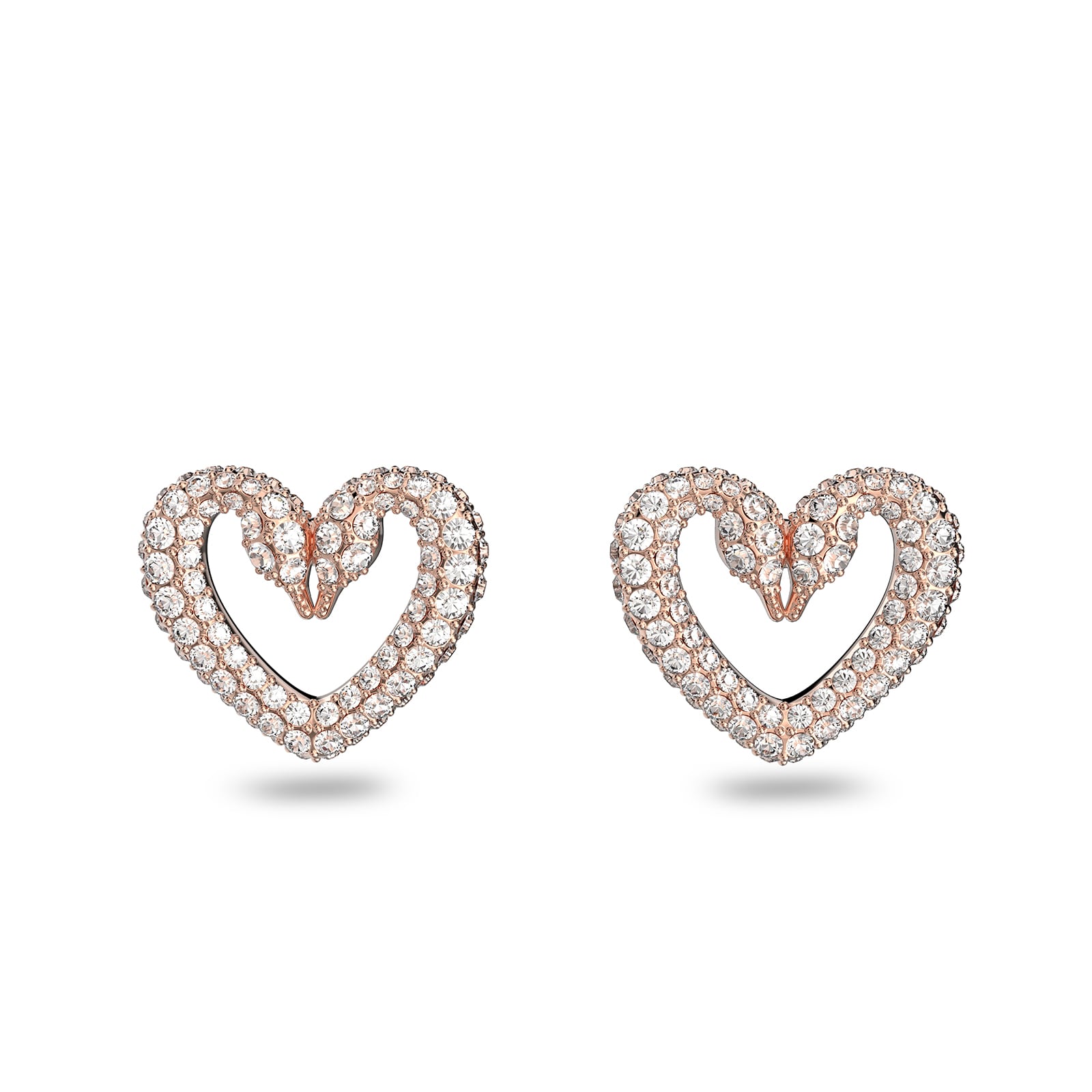 SWAROVSKI Rose Gold Coloured Una Pave Heart Crystal Earrings 5628659 ...