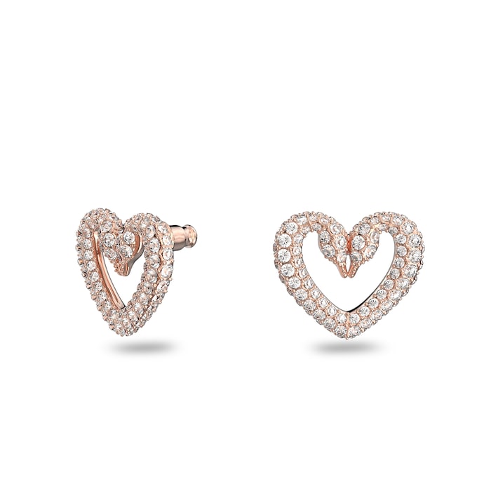 SWAROVSKI Rose Gold Coloured Una Pave Heart Crystal Earrings