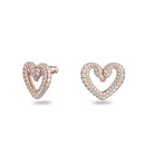 SWAROVSKI Rose Gold Coloured Una Pave Heart Crystal Earrings