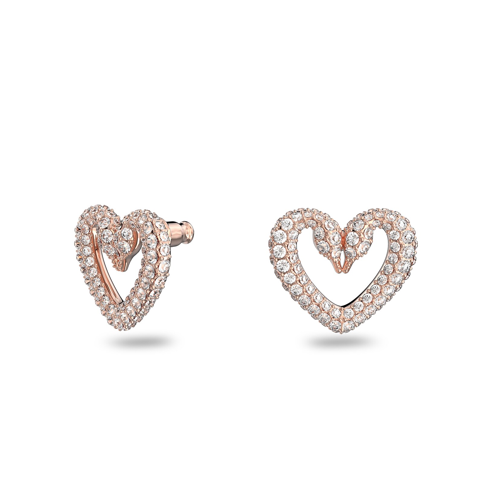 SWAROVSKI Rose Gold Coloured Una Pave Heart Crystal Earrings 5628659 ...