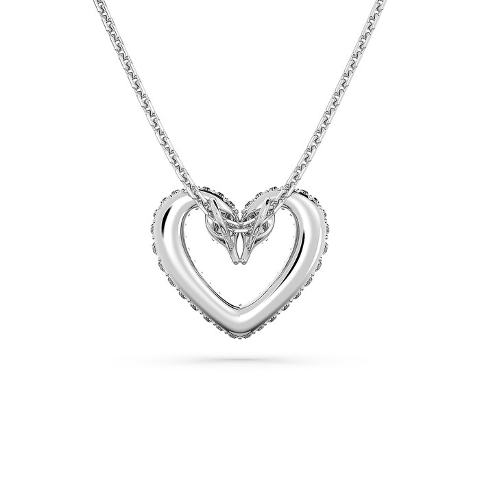 SWAROVSKI Rhodium Plated Una Pave Heart Crystal Pendant