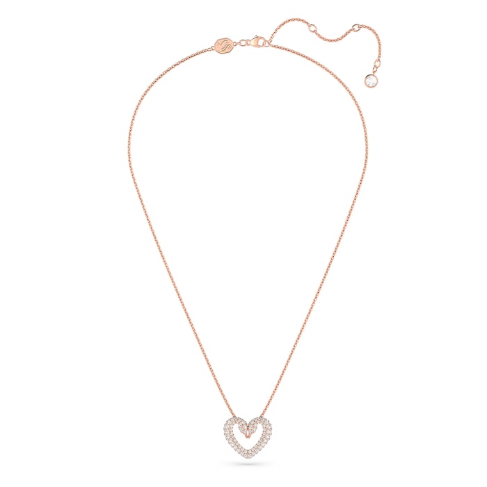 SWAROVSKI Rose Gold Coloured Una Pave Heart Crystal Pendant 5628657 ...