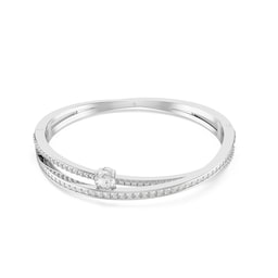 37742465 - Hyperbola Silver Coloured Cubic Zirconia Two Band Bangle