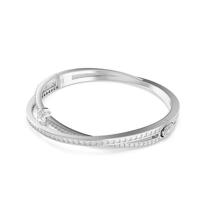 SWAROVSKI Hyperbola Silver Coloured Cubic Zirconia Two Band Bangle