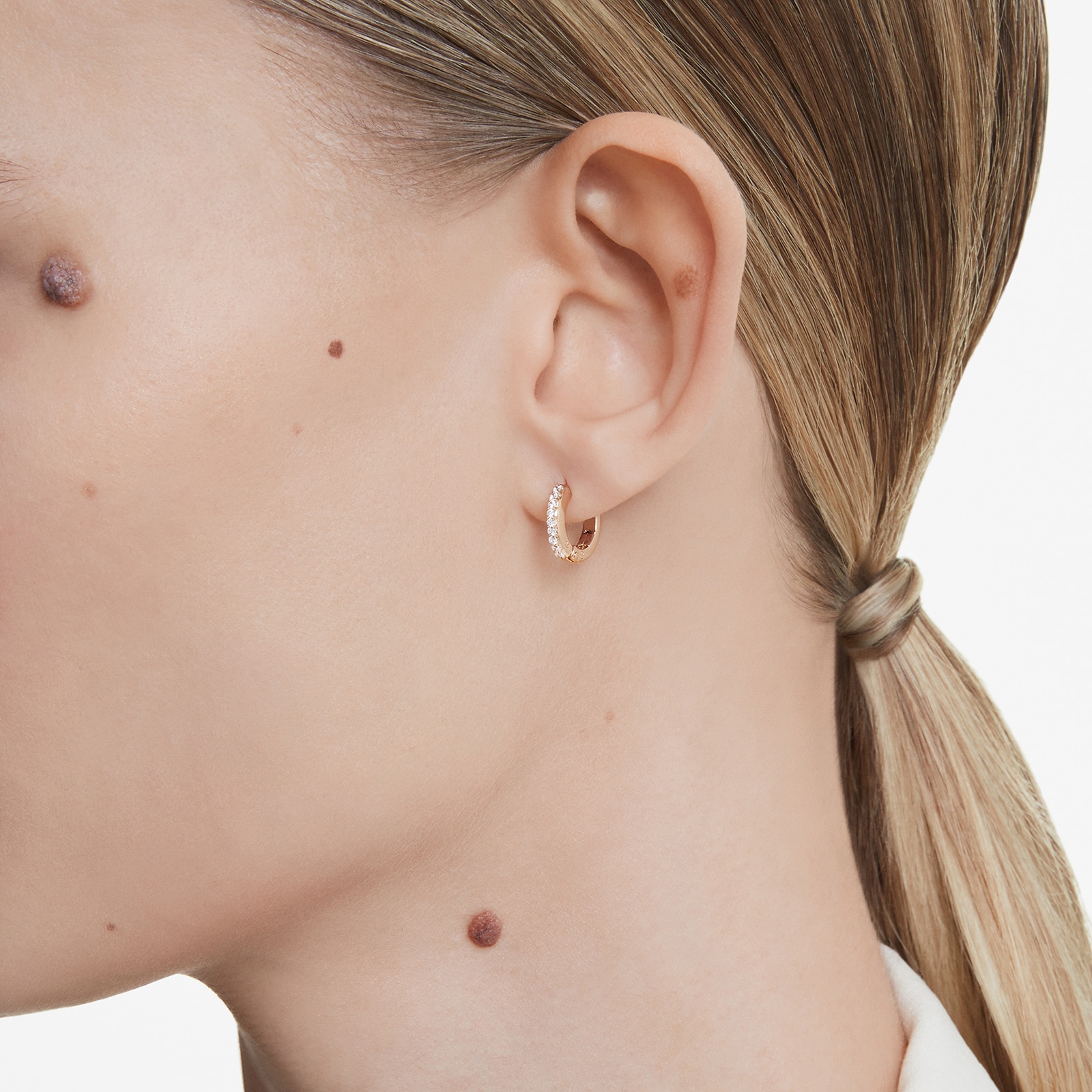 SWAROVSKI Matrix Rose Gold Coloured Cubic Zirconia Mini Hoop Earrings