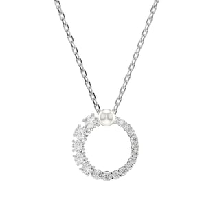 SWAROVSKI Matrix Silver Coloured Cubic Zirconia & Pearl Pendant Necklace