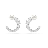 SWAROVSKI Matrix Silver Coloured Cubic Zirconia & Pearl Hoop Earrings