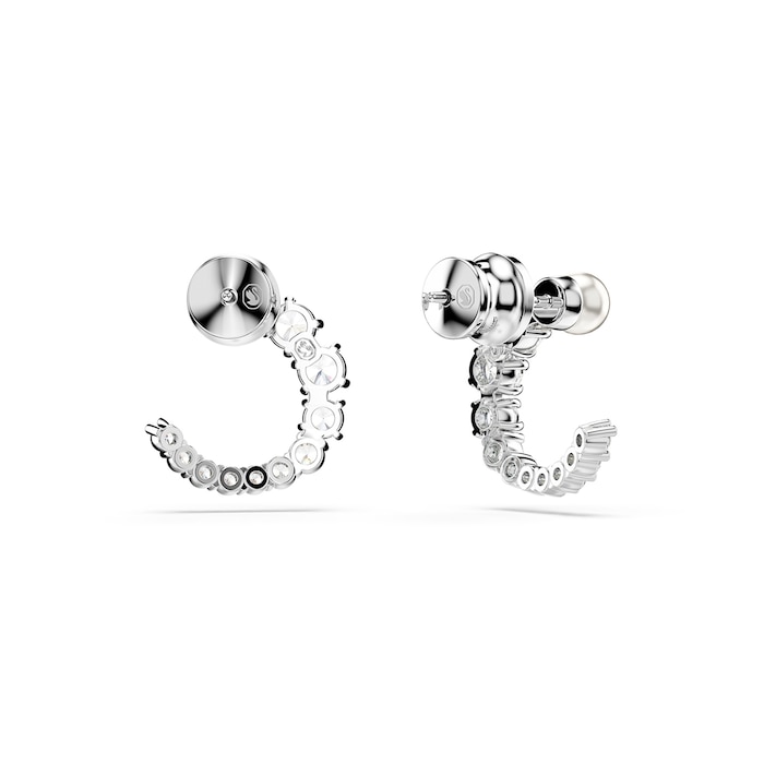 SWAROVSKI Matrix Silver Coloured Cubic Zirconia & Pearl Hoop Earrings