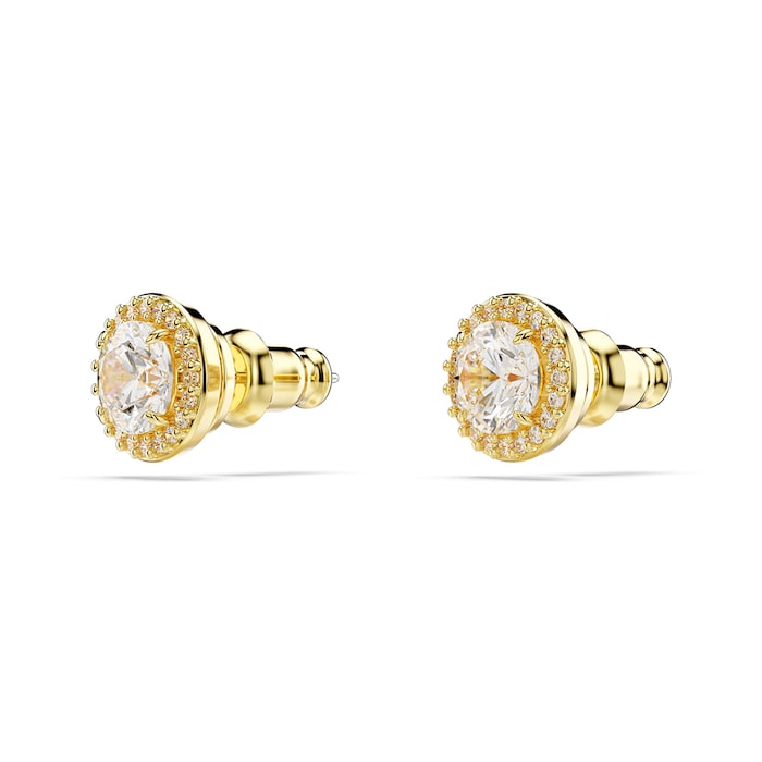 SWAROVSKI Una Yellow Gold Coloured Cubic Zirconia Round Halo Stud Earrings