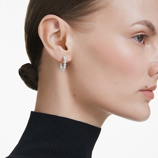 SWAROVSKI Matrix Silver Coloured Cubic Zirconia & Pearl Hoop Earrings