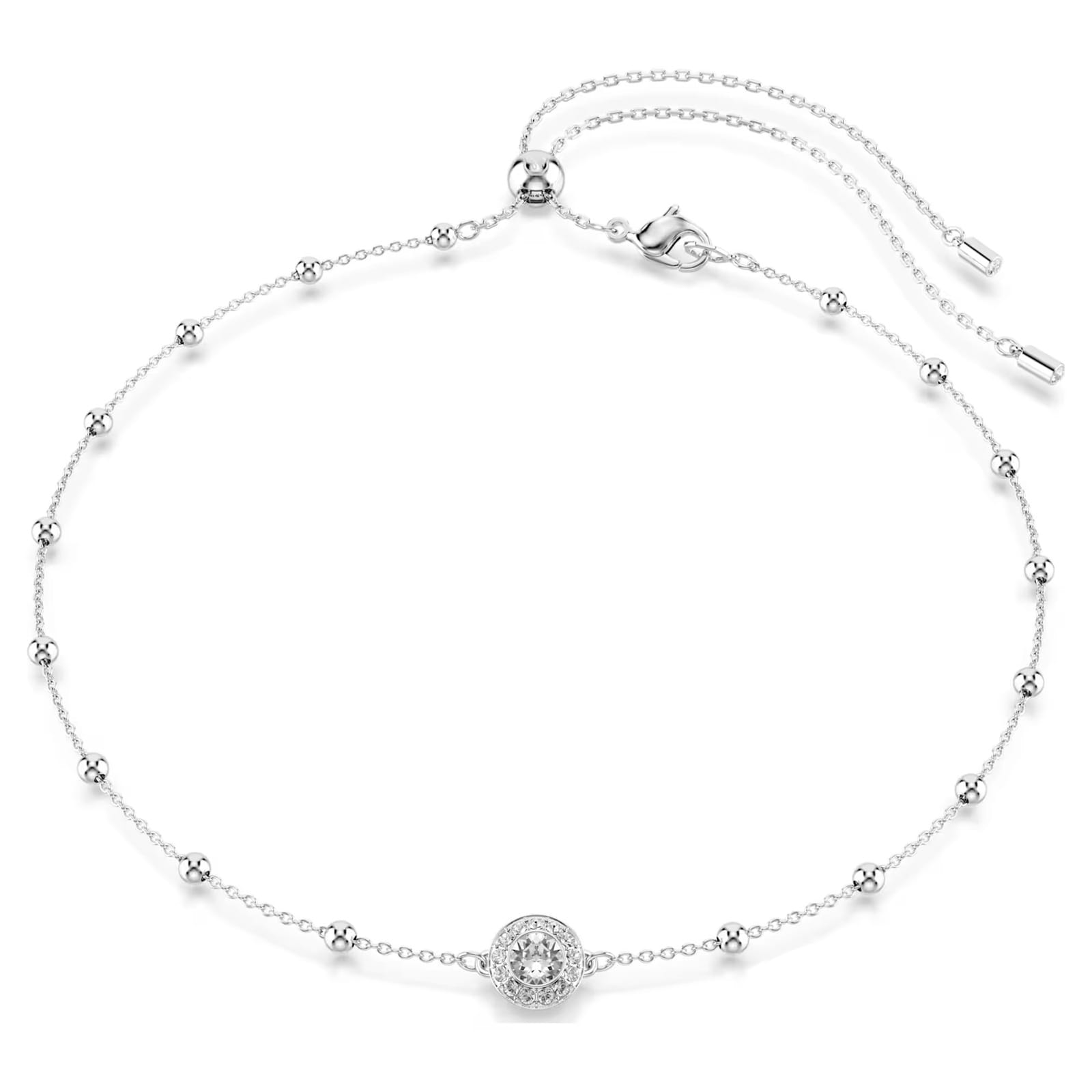 SWAROVSKI Una Angelic White Rhodium Plated Round Cut Crystal Pendant Necklace