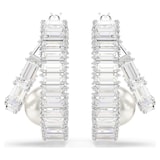 SWAROVSKI Ariana Grande x Swarovski White Rhodium Plated Crystal & Pearl Hoop Earrings