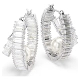 SWAROVSKI Ariana Grande x Swarovski White Rhodium Plated Crystal & Pearl Hoop Earrings