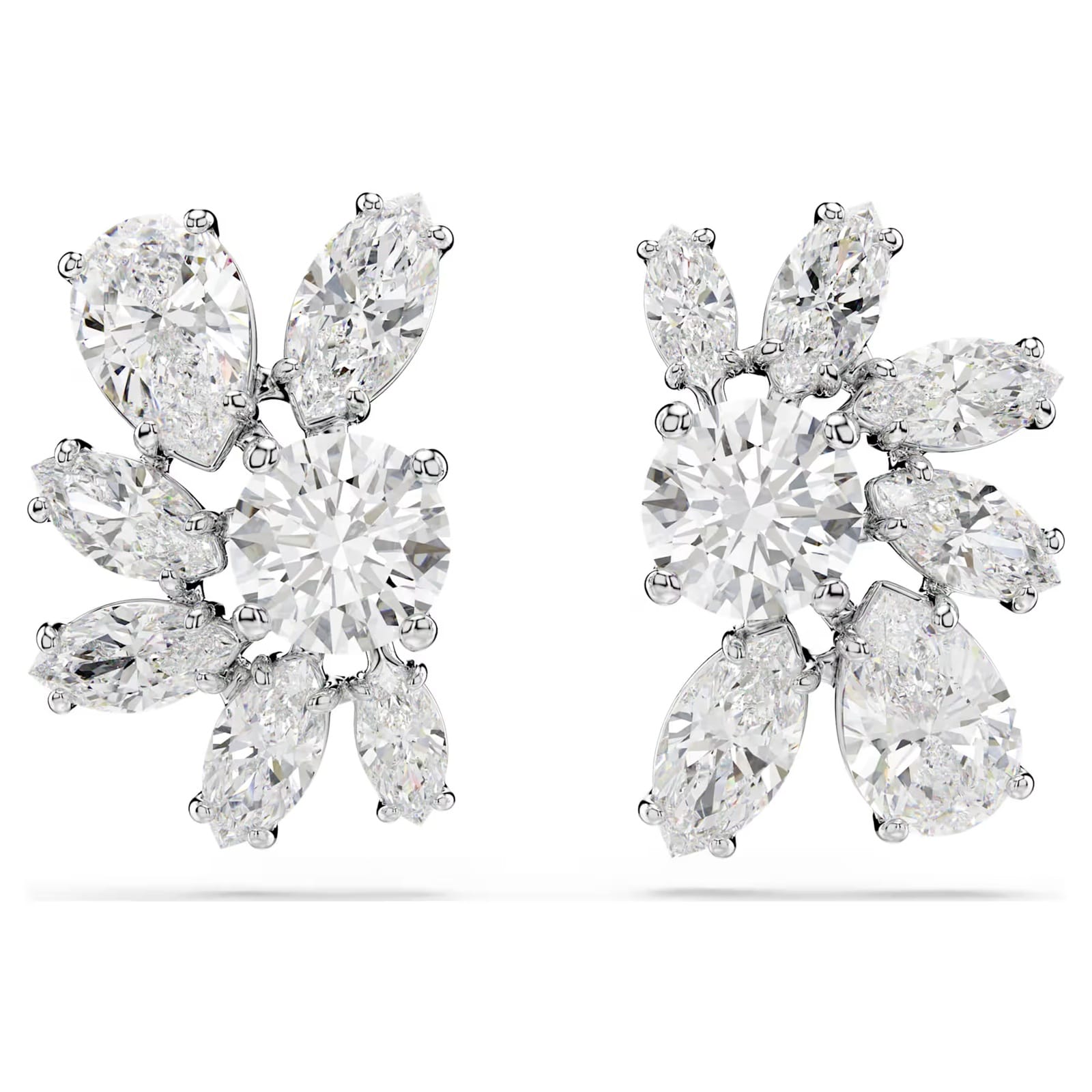 SWAROVSKI Mesmera White Rhodium Plated Mixed Cut Crystal Flower Stud Earrings