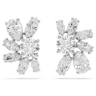 SWAROVSKI Mesmera White Rhodium Plated Mixed Cut Crystal Flower Stud Earrings