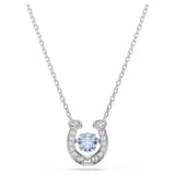 SWAROVSKI Symbolica White Rhodium Plated White & Blue Crystal Horse Shoe Necklace