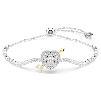 SWAROVSKI Idyllia Gold Tone Plated Crystal Heart With Arrow Bracelet