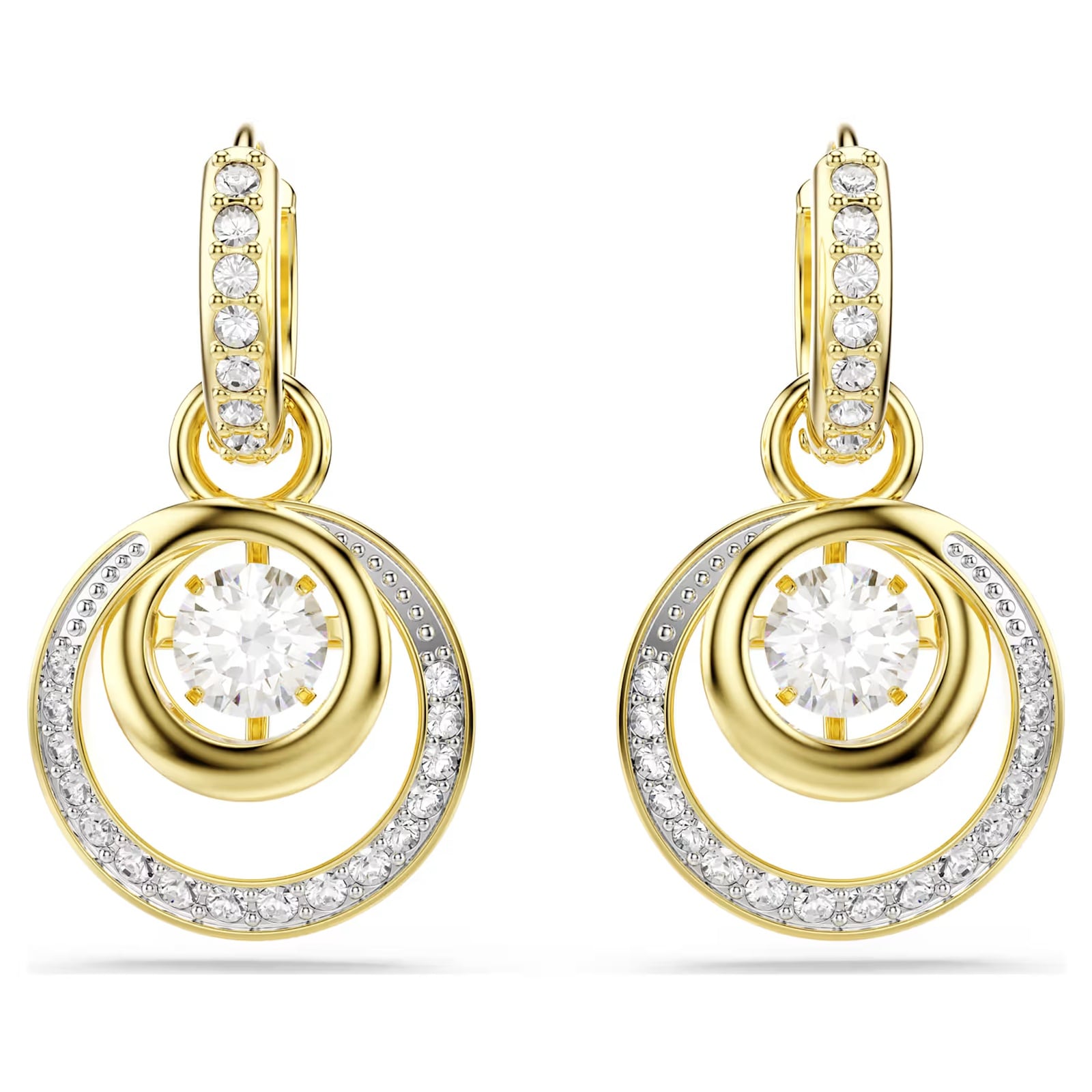 SWAROVSKI Hyperbola Gold Tone Plated Round Cut Crystal Drop Earrings