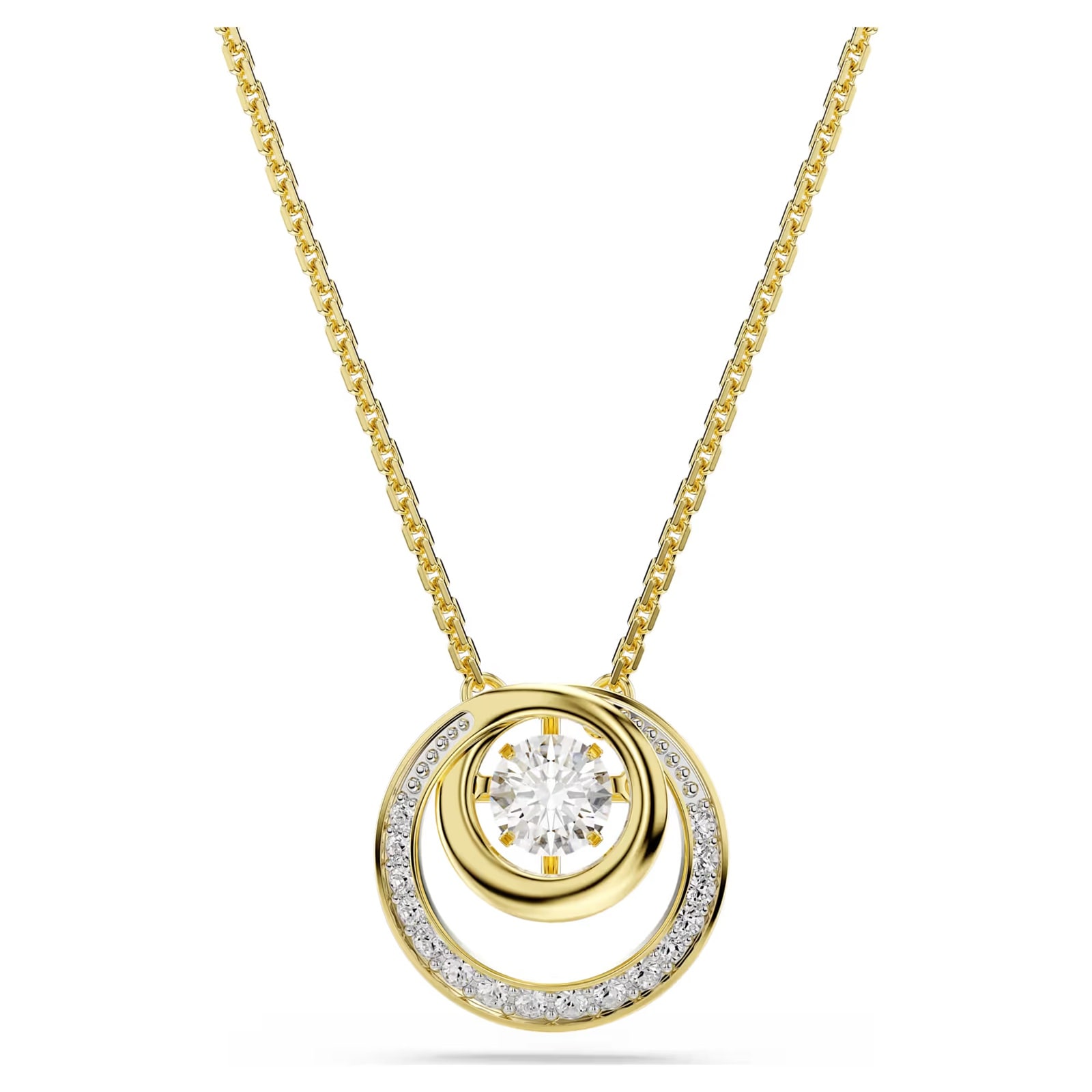 SWAROVSKI Hyperbola Gold Tone Plated Round Cut Crystal Pendant Necklace