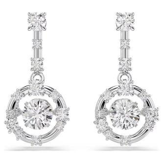 SWAROVSKI Constella White Rhodium Plated Crystal Dancing Stone Drop Earrings