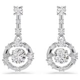 SWAROVSKI Constella White Rhodium Plated Crystal Dancing Stone Drop Earrings