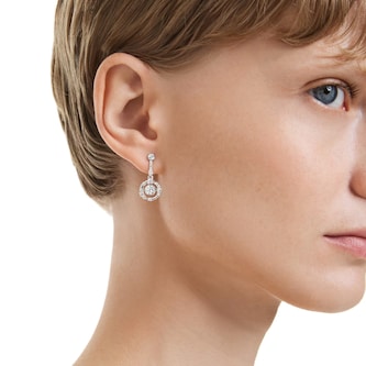 SWAROVSKI Constella White Rhodium Plated Crystal Dancing Stone Drop Earrings