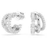 SWAROVSKI Hyperbola White Rhodium Plated Round Cut Crystal Hoop Earrings