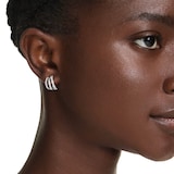 SWAROVSKI Hyperbola White Rhodium Plated Round Cut Crystal Hoop Earrings