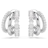 SWAROVSKI Hyperbola White Rhodium Plated Round Cut Crystal Hoop Earrings