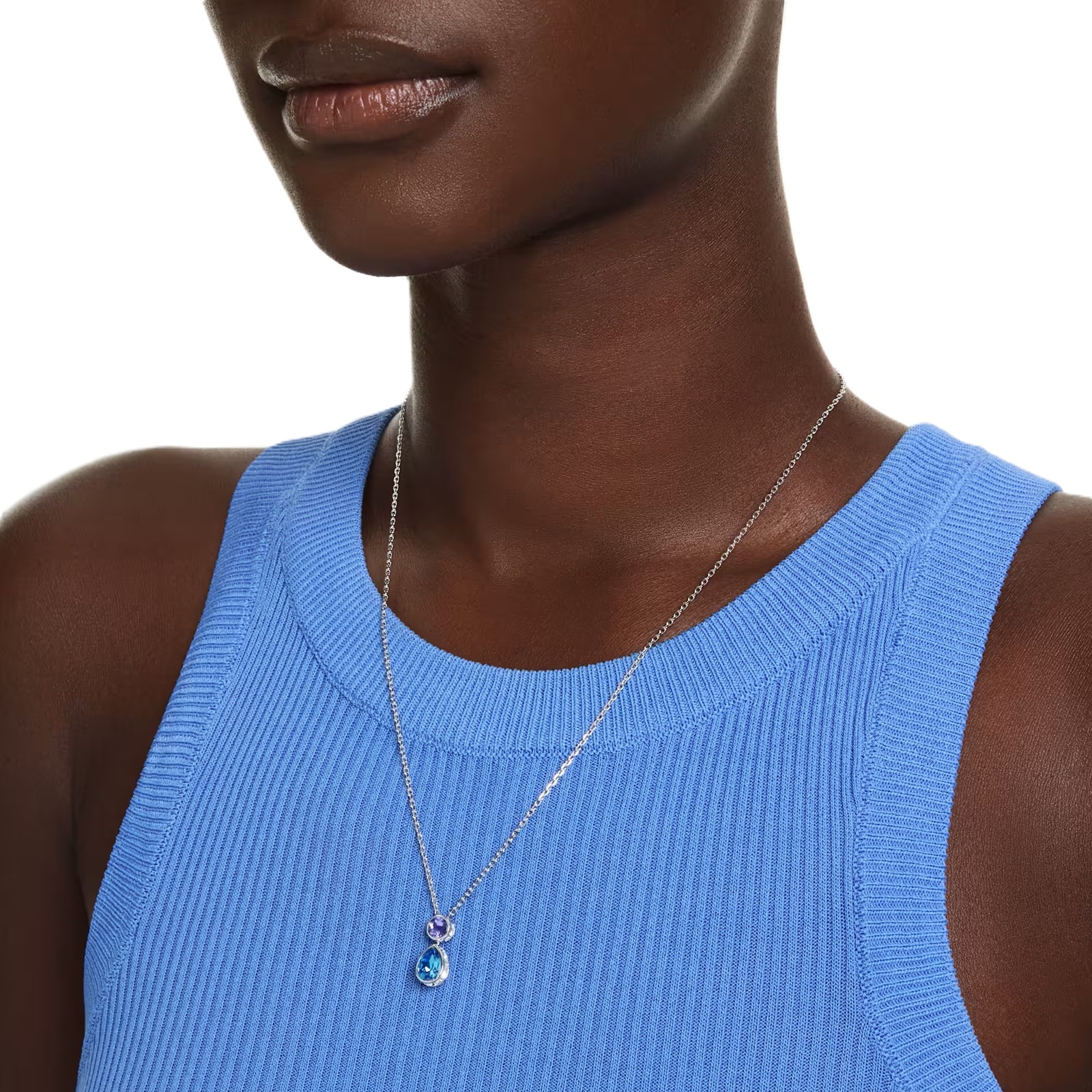 SWAROVSKI Chroma White Rhodium Plated Multi Coloured Stone Pendant Necklace