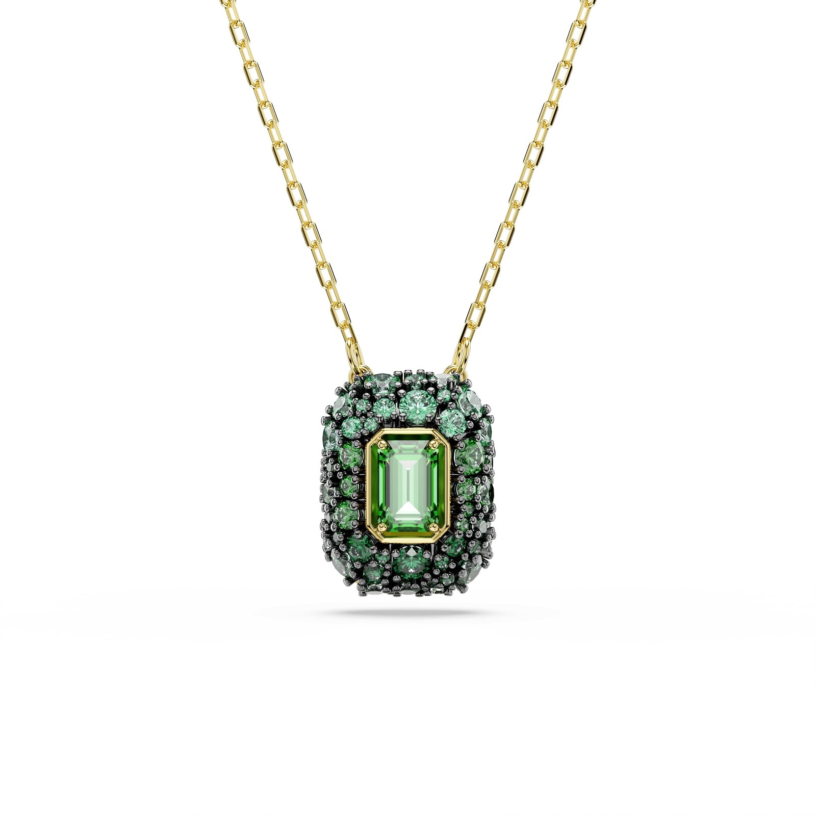SWAROVSKI Sublima 18ct Yellow Gold Plated Octagon Cut Green Crystal Pendant Necklace