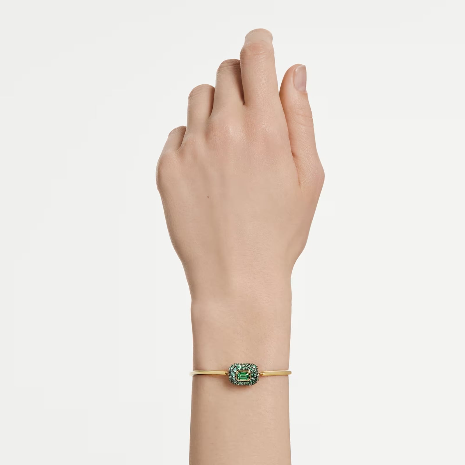 SWAROVSKI Sublima 18ct Yellow Gold Plated Octagon Cut Green Crystal Bangle SWAROVSKI Sublima 18ct Yellow Gold Plated Octagon Cut Green Crystal Bangle