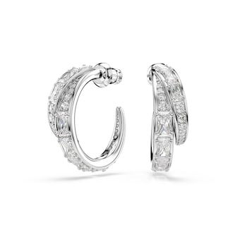 SWAROVSKI Vienna White Rhodium Plated Mixed Cut Crystal Hoop Earrings SWAROVSKI Vienna White Rhodium Plated Mixed Cut Crystal Hoop Earrings
