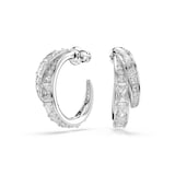 SWAROVSKI Vienna White Rhodium Plated Mixed Cut Crystal Hoop Earrings