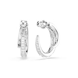 SWAROVSKI Vienna White Rhodium Plated Mixed Cut Crystal Hoop Earrings