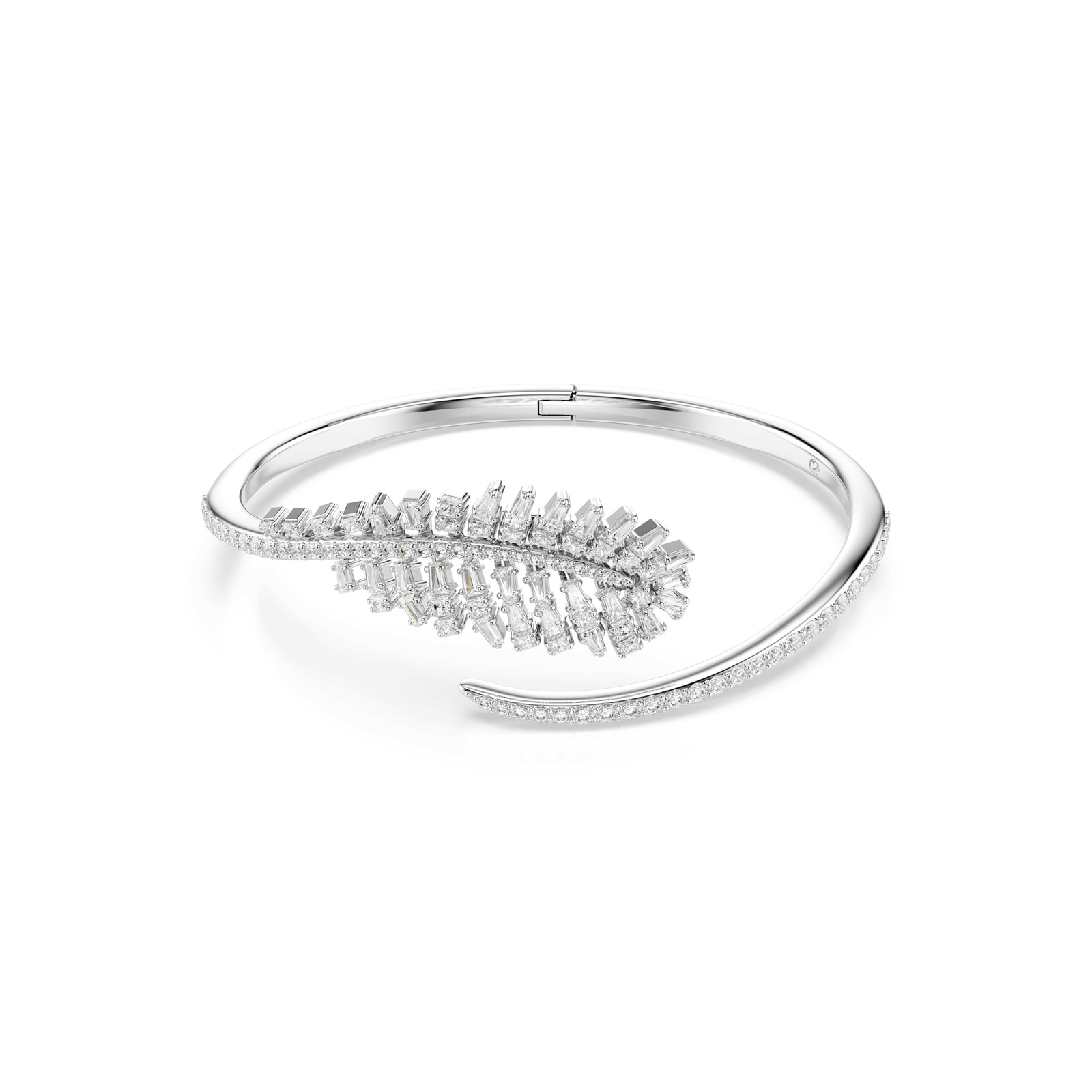 SWAROVSKI Vienna White Rhodium Plated Feather Mixed Cut Crystal Bangle SWAROVSKI Vienna White Rhodium Plated Feather Mixed Cut Crystal Bangle