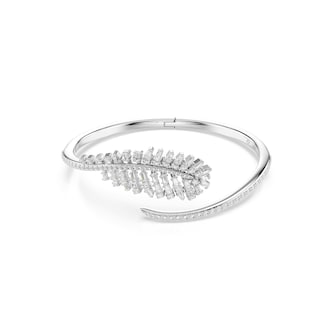 SWAROVSKI Vienna White Rhodium Plated Feather Mixed Cut Crystal Bangle SWAROVSKI Vienna White Rhodium Plated Feather Mixed Cut Crystal Bangle