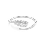 SWAROVSKI Vienna White Rhodium Plated Feather Mixed Cut Crystal Bangle