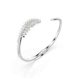 SWAROVSKI Vienna White Rhodium Plated Feather Mixed Cut Crystal Bangle