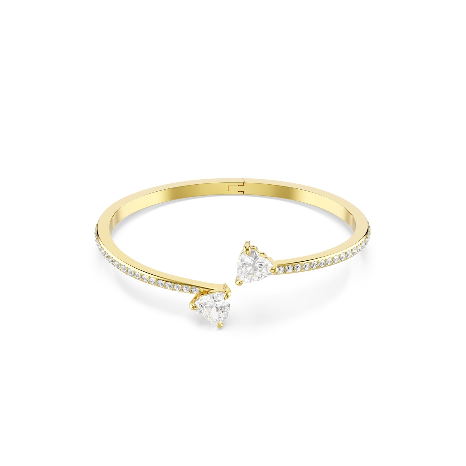 SWAROVSKI Mesmera Yellow Gold Coloured Cubic Zirconia Heart Bangle - Size Medium