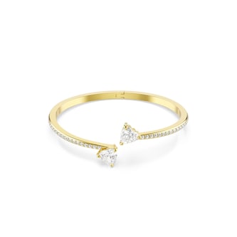 SWAROVSKI Mesmera Yellow Gold Coloured Cubic Zirconia Heart Bangle - Size Medium